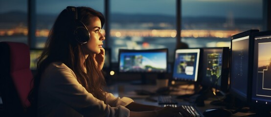 Diligent Air Traffic Controller Guiding Skies from Tower. Generative ai