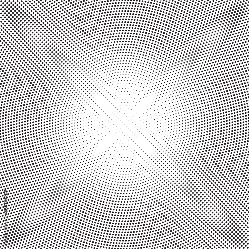 Aufkleber radial halftone dots background. spotted and dotted stains gradient background. concentric comic tex