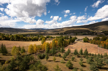landscape with mountains and clouds