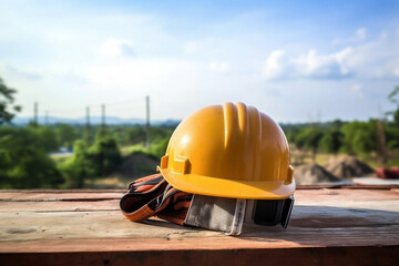 Industrial construction equipment safety engineer business work hat yellow helmet protect builder