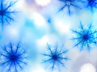 Fototapeta na wymiar Snowflakes painted background watercolour pastel tones.