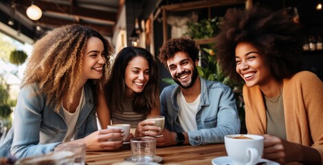 Obraz premium People drinking coffee at bar.