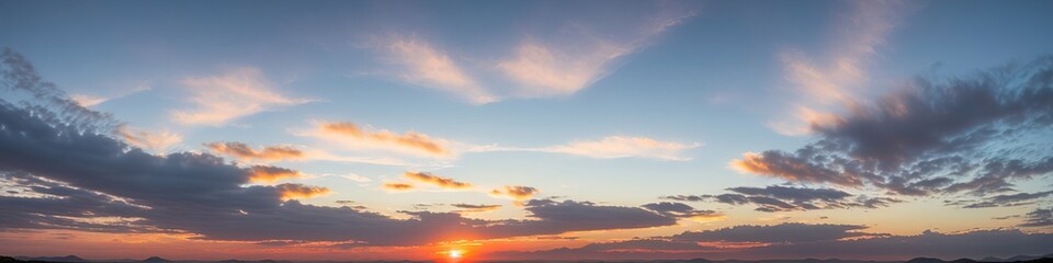 Naklejka premium Beautiful atmospheric dramatic clouds in the evening at sunset.. Generative AI.