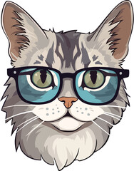 Portrait of Cat with glasses, sticker