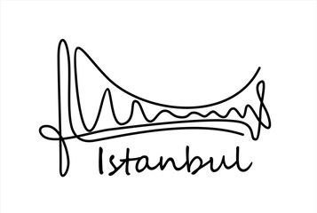 Continuous one line drawing of 
Bosphorus Bridge,
istanbul bridge logo. Trendy continuous line draw design vector illustration