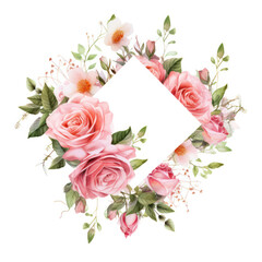 Elegant Soft Pink Rose Watercolor Frame - Floral Illustration