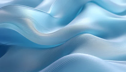 Foto op Plexiglas ein Stoff in Welle oder Falten in hellblauen Farben glänzend als Hintergrund oder Akzent © SYLVIA