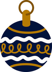 gold Blue ball decoration festival christmas new year celebration flat vector design 