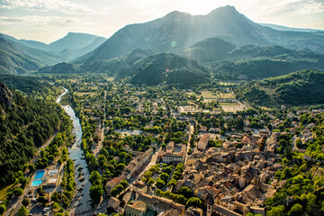Landscape of Castellane a town in france in Verdon Canyon area