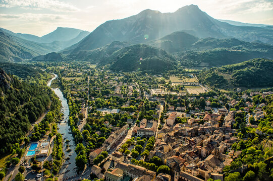 Landscape of Castellane a town in france in Verdon Canyon area