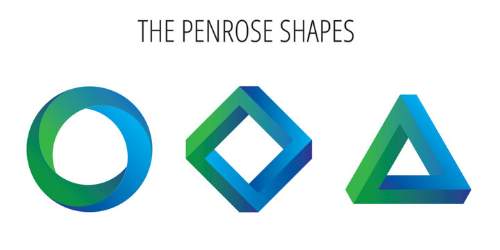 The Penrose impossible basical shape green-blue gradient (No AI Generated)