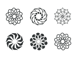 sets of Trendy brutalist geometric Flower logo, brutalist vector geometric shapes logo, Trendy Simple geometric Flower Shapes logo, minimalist and abstract Isolated vector and decorative patterns logo