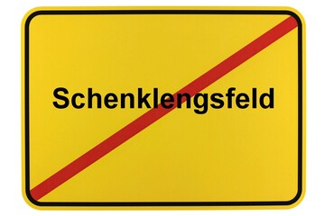 Illustration eines Ortsschildes der Gemeinde Schenklengsfeld in Hessen - obrazy, fototapety, plakaty