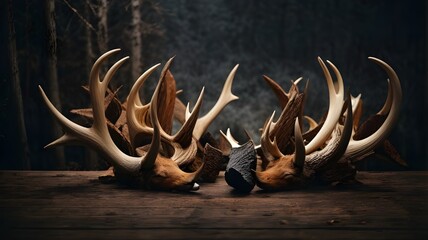 Deer horns background design. AI Generated