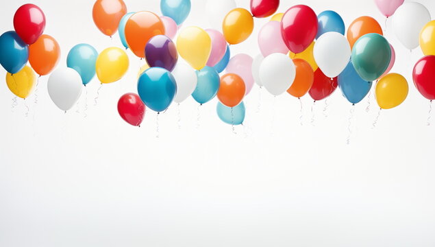 Holiday, colorful balloons with helium on a white background. Birthday party