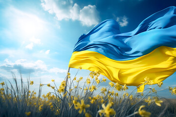 freedom, Ukrainian flag in the field