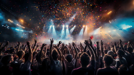 crowd of people in front of a big festival stage