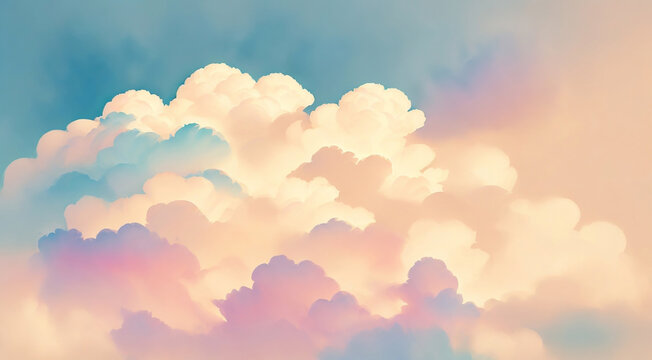 Sunset in the sky in watercolor style. AI