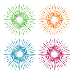 Cute design fireworks explosion cartoon vector. fireworks element set for party decoration