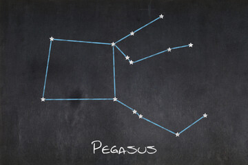 Pegasus constellation drawn on a blackboard © BreizhAtao