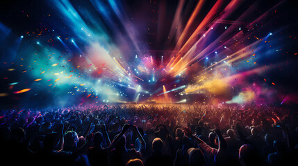 crowd of people in front of a big festival stage