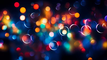 Foto op Canvas Blurry confetti, water bubbles, bokeh lights, multicolored blurry light, depth of field, abstract  background, multicolor, rainbow, haze, city lights, christmas light, soap bubbles © Ncorp