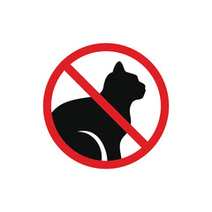 No cat allowed icon sign symbol isolated on white background