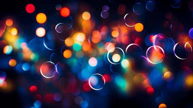 Blurry confetti, water bubbles, bokeh lights, multicolored blurry light, depth of field, abstract  background, multicolor, rainbow, haze, city lights, christmas light, soap bubbles