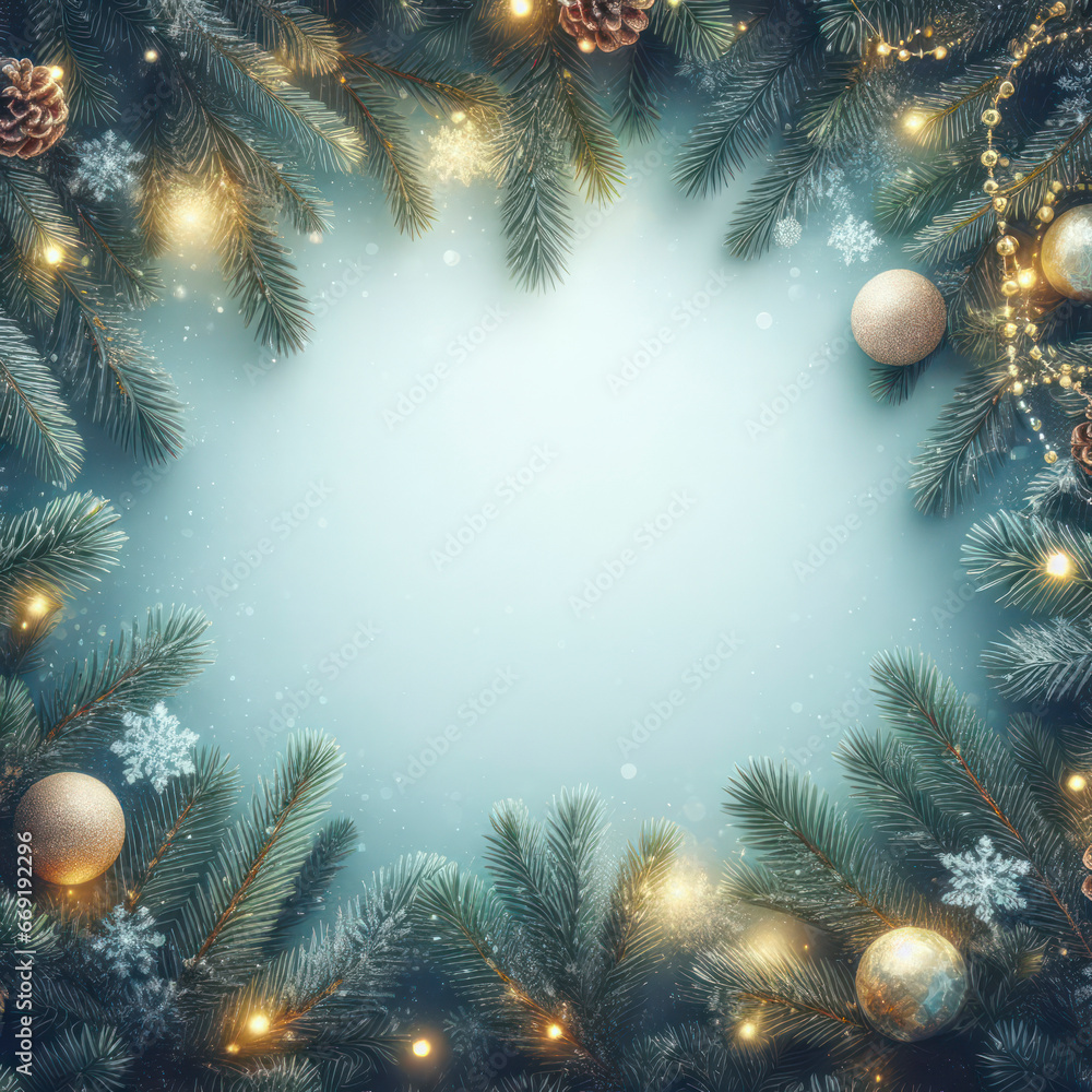 Aufkleber christmas tree branches background with blank copy space. ai generative