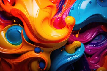 Abstract liquid paint swirls in vibrant colors.