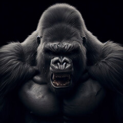 Screaming angry gorilla stand. ai generative