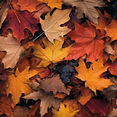 Naklejka na ściany i meble Background with autumn leaves. Generative AI