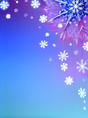 Snowflakes painted backdrop 3D soft pastel tones.