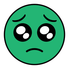ぴえん 泣き顔のアイコン 緑