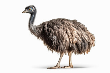 Emu Elegance: A Portrait on White,emu isolated on white