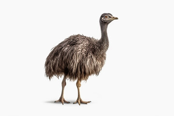 Emu Elegance: A Portrait on White,emu isolated on white