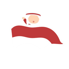 Indonesian Kid Carrying Flag