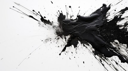 Black splashes of paint on a white background