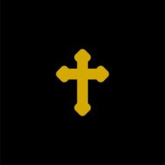 Church symbols. Christian cross icon isolated on black background 