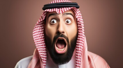 Arap man is shocked and suprised