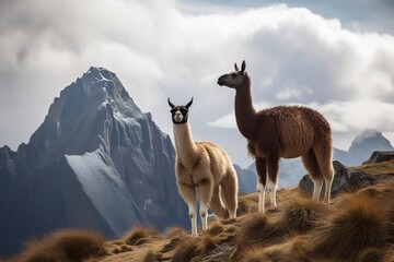 two llamas on the mountain