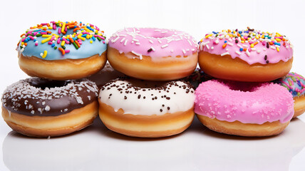 A colorful group of donuts with sprinkles