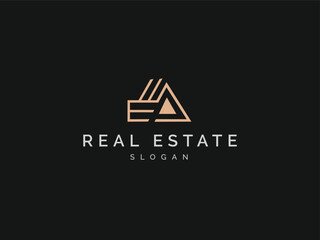 Real estate logo modern Minimal awesome trendy vector template. Simple line art Design for Home construction Building property. Can be use for company, business, card.