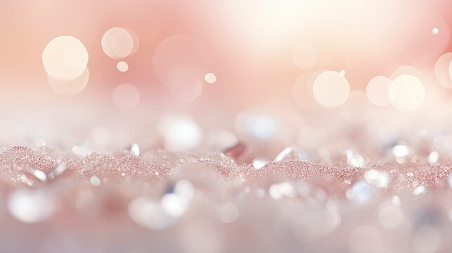 abstract festive background image with sparkles and bokeh in pastel pearl and silver colors. Selective focus, shallow depth of field