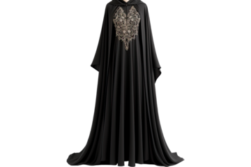 Elegant Abaya Turkish with Beads on transparent background