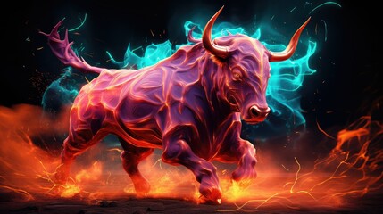 Colorful bull running