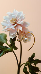 Exquisite Floral Elegance: A Close-Up of Diamond-Studded Enamel Earrings