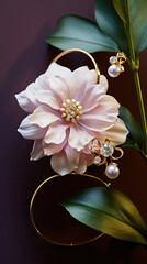 Exquisite Floral Elegance: A Close-Up of Diamond-Studded Enamel Earrings