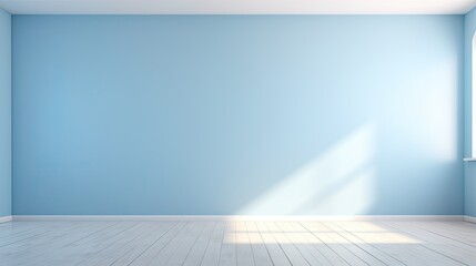 Minimal abstract light blue backdrop with sunlight reflection for product presentation or montage 