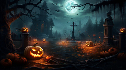 Candle lit halloween pumpkins